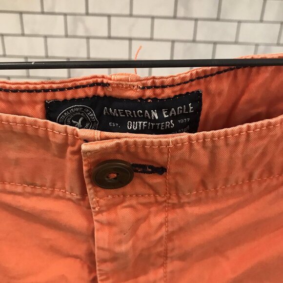American Eagle Outfitters Shorts Mens 44 Orange Prep Chino Flat Front Summer - Picture 3 of 10